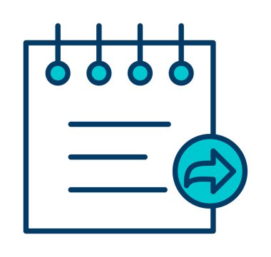 Basit not defteri arayüzü simgesi, vektör illüstrasyonu