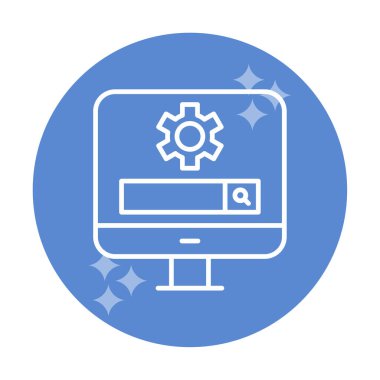 Beyaz arkaplanda Bilgisayar Arama Motoru vektör çizimi