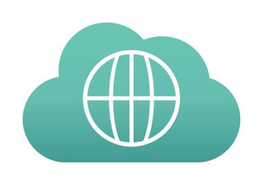 Dünya Bulutu web servisi. Bulut Hesaplama Simgesi. Basit kabartma biçimi.