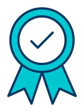 Onaylanmış madalya simgesi, vektör illüstrasyonu.