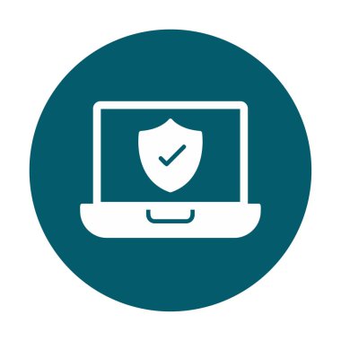 Güvenli dizüstü bilgisayar ikonu vektör çizimi