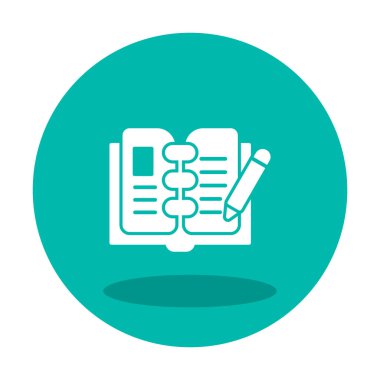 açık kitap ve kalem simgesi, vektör illüstrasyonu 