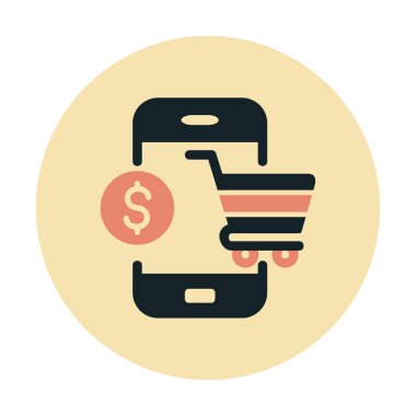 Mobil Online Alışveriş simgesi. Vektör illüstrasyonu