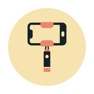 Akıllı telefon web simgesi, vektör illüstrasyonlu selfie çubuğu 