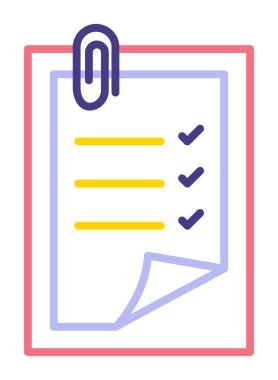 Basit not defteri arayüzü simgesi, vektör illüstrasyonu