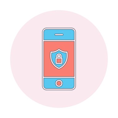 Gezici Güvenlik. Web simgesi basit illüstrasyon                     