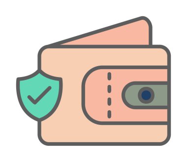 Basit Cüzdan Güvenliği simgesi, vektör illüstrasyonu