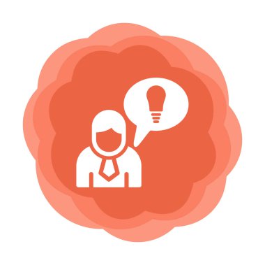 Fikri olan iş adamı, ampul ikonu vektör illüstrasyonu