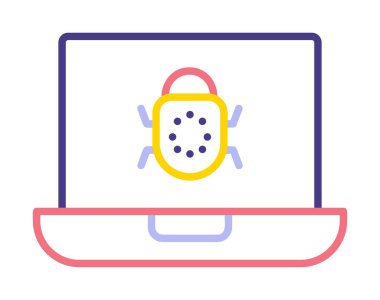 Basit dizüstü bilgisayar hack simgesi, vektör illüstrasyonu