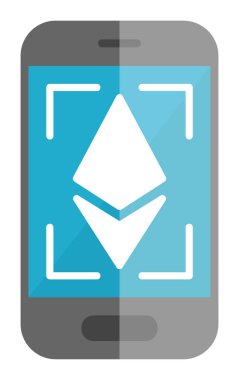 Telefon ekranındaki Ethereum simgesi, vektör sembolü