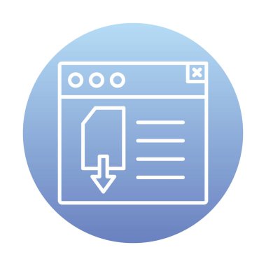 Web sayfası indirme simgesi, tasarım vektörü illüstrasyonu