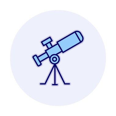 Teleskop düz simgesi. Eğitim ve astronomi elementi, dürbün ve araştırma yıldızları vektör grafikleri