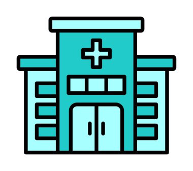 Basit hastane binası düz biçim simgesi ögesi
