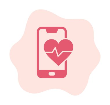 Akıllı telefon ekranında kalp atış hızı sembolü, satır biçimi simgesi, vektör tasarımı 