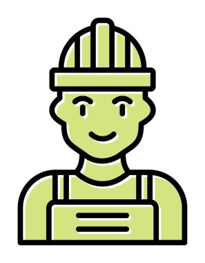 Kask simgesi olan işçiler, vektör illüstrasyonu 