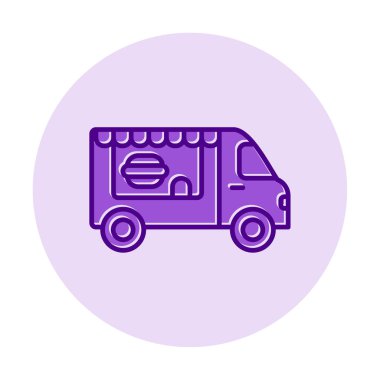 Beyaz arkaplanda yiyecek kamyonu vektör çizimi