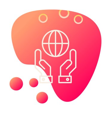 Beyaz arkaplanda izole edilmiş iki el Dünya vektör simgesini tutuyor