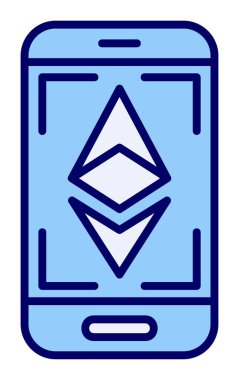 Telefon ekranındaki Ethereum simgesi, vektör sembolü