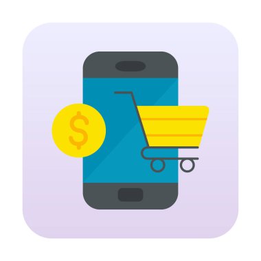 Mobil Online Alışveriş simgesi. Vektör illüstrasyonu