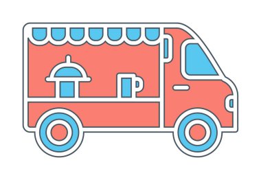 Beyaz arkaplanda yiyecek kamyonu vektör çizimi