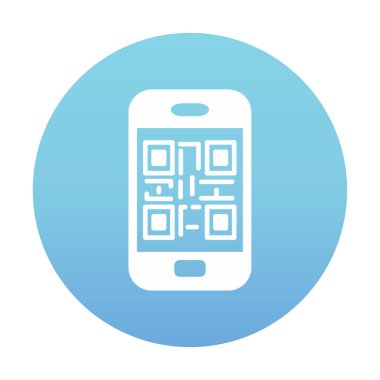Akıllı telefon ekranındaki qr kodu beyaz arkaplanda izole edilmiş