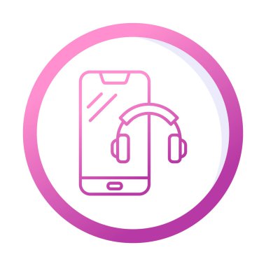 Kulaklık simgesi illüstrasyonlu akıllı telefon