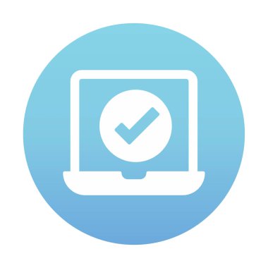 Dizüstü bilgisayardaki işaret simgesini kontrol et, vektör illüstrasyonuName 