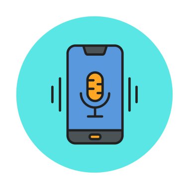 Beyaz arkaplan üzerinde Mobil Ses Yardımcı Vektör çizimi