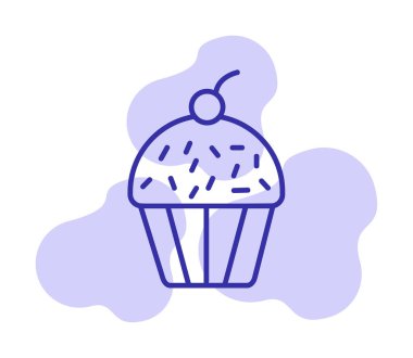 Kek renkli ikon, kek klipsi sanat, vektör illüstrasyonu