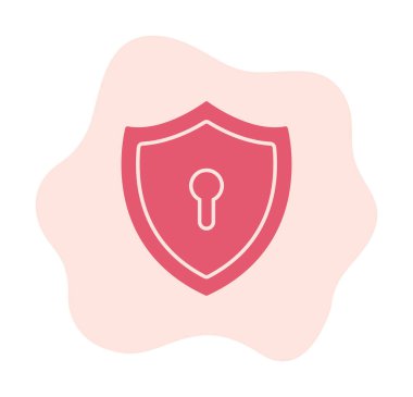 Anahtar deliği düz simgesi olan kalkan, vektör illüstrasyonu