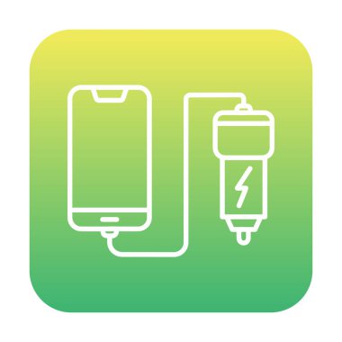 Araç telefonu şarj etme simgesi, vektör illüstrasyonu 