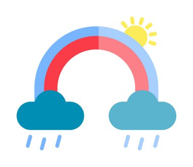Bulutlu gökkuşağı ve güneş vektörü çizimi