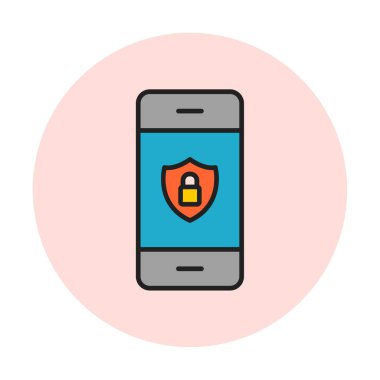 Gezici Güvenlik. Web simgesi basit illüstrasyon                     