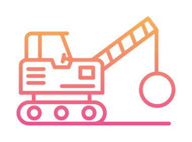 Binanın yıkımı için inşaat aracı. düz vektör illüstrasyonu