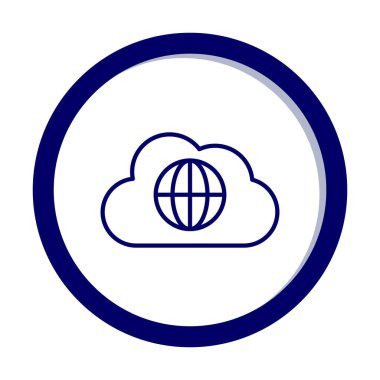 Dünya Bulutu web servisi. Bulut Hesaplama Simgesi. Basit kabartma biçimi.