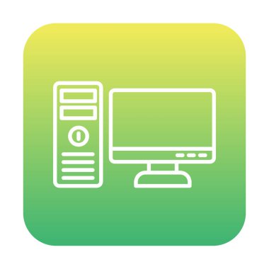 masaüstü bilgisayar simgesi tasarımı, düz işaret, vektör ve illüstrasyon