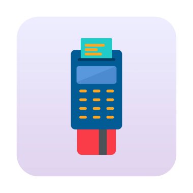 Pos Terminal Düz Simgesi Beyaz Arkaplanda