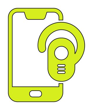 Kulaklık ve akıllı telefon web simgesi, vektör illüstrasyonu