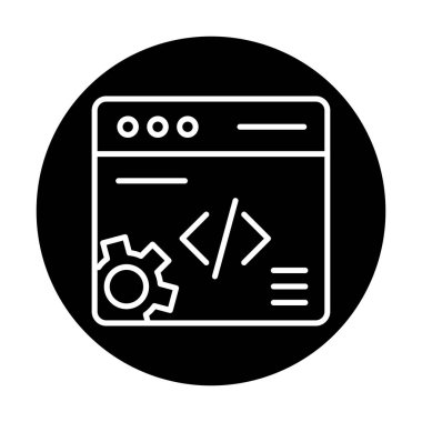 Düz biçimde web geliştirme simgesi. yazılım ve web sitesi sembolleri                           