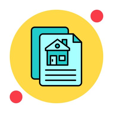 Kağıtların ve ev simgesinin vektör çizimi. İnşaat Sözleşmesi                         