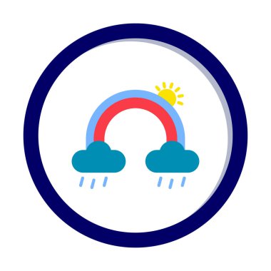 Bulutlu gökkuşağı ve güneş vektörü çizimi