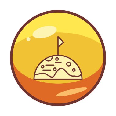 Beyaz arkaplanda bayrak düz simgesi olan ay