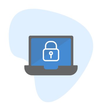 Dizüstü bilgisayar ekranına kilitle. Güvenlik kavramı vektör illüstrasyonu