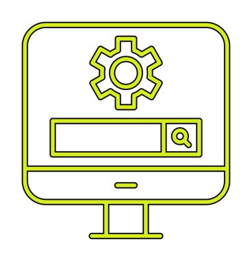 Beyaz arkaplanda Bilgisayar Arama Motoru vektör çizimi