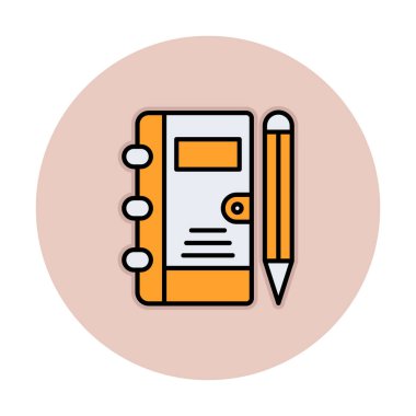 not defteri simgesi soyut arkaplan vektöründe izole edildi