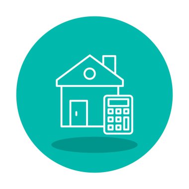 Ev Maliyeti Hesaplayıcı Simgesi, Renkli Vektör İllüstrasyonu