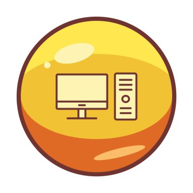 masaüstü bilgisayar simgesi tasarımı, düz işaret, vektör ve illüstrasyon