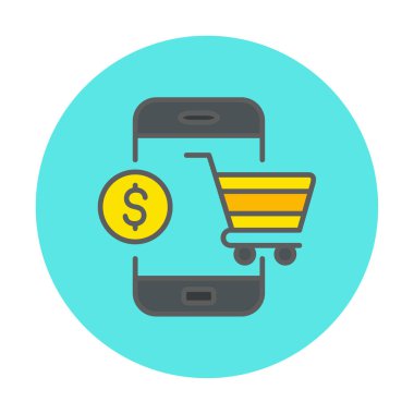 Mobil Online Alışveriş simgesi. Vektör illüstrasyonu