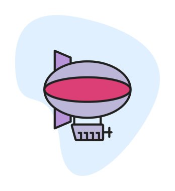 zeplin simgesi, beyaz arkaplanda izole edilmiş düz stil zeplin