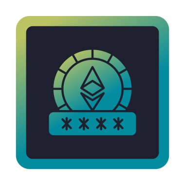 Ethereum işareti ve Parola simgesi, vektör illüstrasyonu